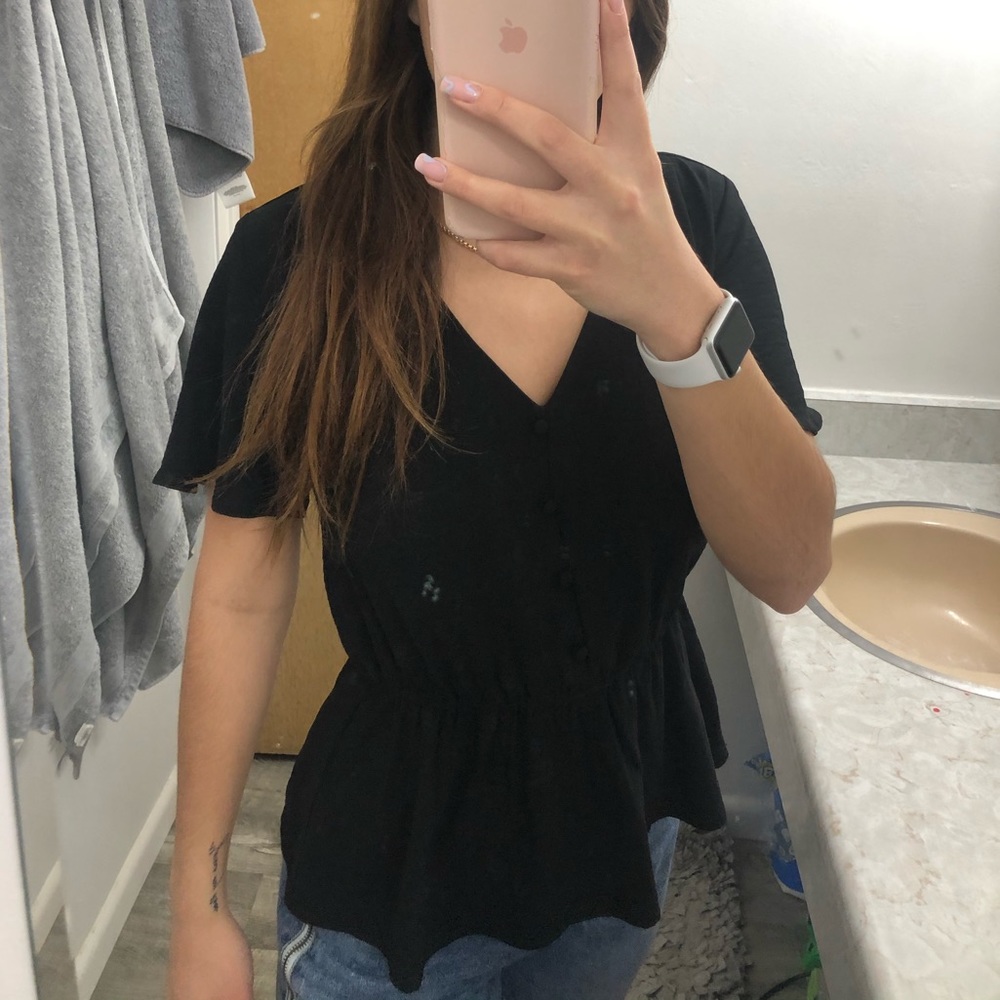 Sinched Waist Blouse with Buttons
